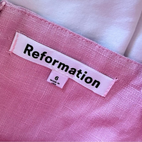 REFORMATION Kerrigan 100% Linen Light Pink Mini Dress - Picture 12 of 15